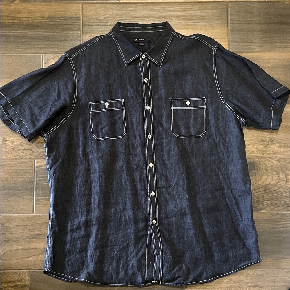 Cremieux Black Blue Linen Shirt